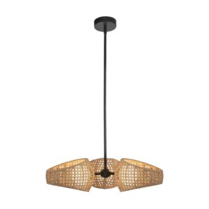 Lanai LED Chandelier in Black with Opal Glass