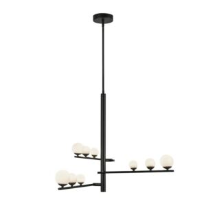 Juniper LED Chandelier in Black with Opal Glass