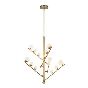 Juniper LED Chandelier in Brushed Gold with Opal Glass