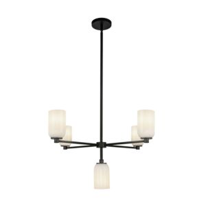 Nola 5-Light Chandelier in Black with Glossy Opal Glass