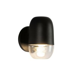 Yara LED Exterior Wall Mount in Black with Clear Glass