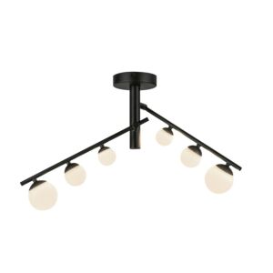 Juniper LED Semi-Flush Mount in Black with Opal Glass