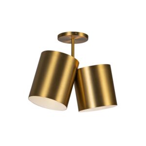 Keiko 2-Light Semi-Flush Mount in Brushed Gold