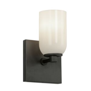 Nola 1-Light Wall Sconce in Black with Glossy Opal Glass