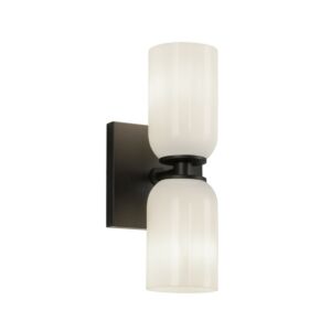 Nola 2-Light Wall Sconce in Black with Glossy Opal Glass