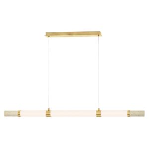 Travertine 3-Light LED Linear Pendant in Travertine with Gold