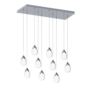 Dewdrop 10-Light LED Linear Pendant in Polished Chrome