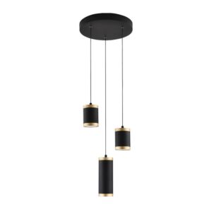 Cuff 3-Light LED Pendant in Black with Gold
