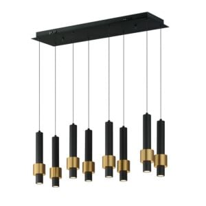 Reveal 8-Light LED Linear Pendant in Black with Gold