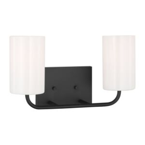 Rhett 2-Light Bathroom Vanity Light in Midnight Black