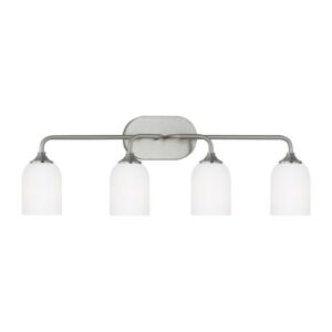 Emile 4-Light Wall Bath Fixture in Pewter, Nickel, Silver