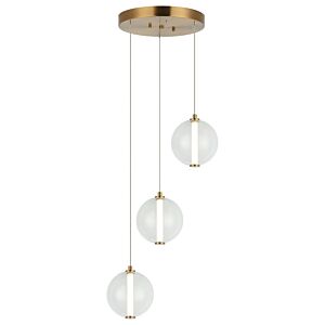 Belange 3-Light LED Pendant in Aged Gold Brass