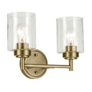 Winslow 2-Light Bathroom Vanity Light in Natural Brass