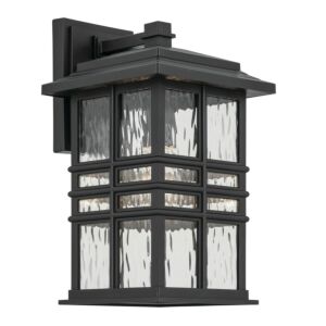 Beacon Square 1-Light Outdoor Wall Mount in Textured Black