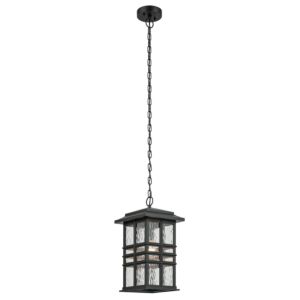 Beacon Square 1-Light Outdoor Pendant in Textured Black