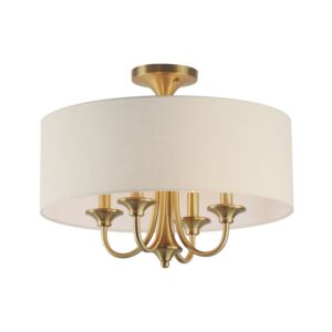 Bongo 4-Light Pendant with Semi-Flush Mount in Natural Aged Brass