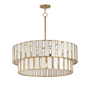 Miramar 6-Light Chandelier in Capiz with Natural Aged Brass