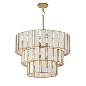 Miramar 7-Light Chandelier in Capiz with Natural Aged Brass