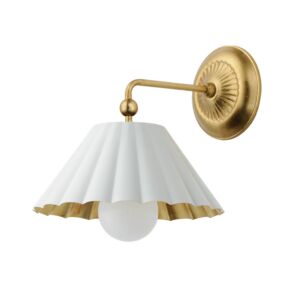 Primrose 1-Light Wall Sconce in Matte White with Gold Leaf