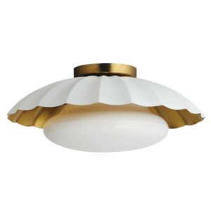 Primrose 1-Light Flush Mount in Matte White with Gold Leaf