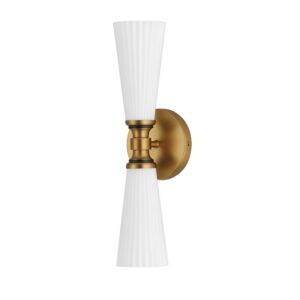 Krevat 2-Light Wall Sconce in Black with Natural Aged Brass
