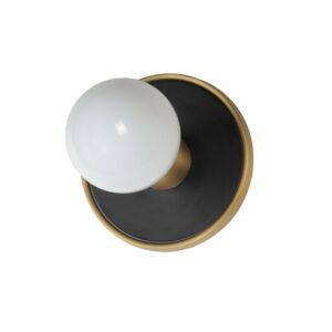 Hollywood 1-Light Wall Sconce in Black with Natural Aged Brass