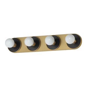 Hollywood 4-Light Wall Sconce in Black with Natural Aged Brass