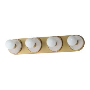 Hollywood 4-Light Wall Sconce in Whit Alabaster with Natural Aged Brass