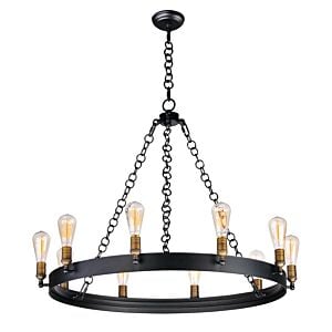 Noble 10-Light LED Chandelier in Black with Natural Aged Brass