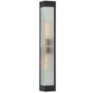 Triform 2-Light Outdoor Wall Sconce in Black with Antique Brass