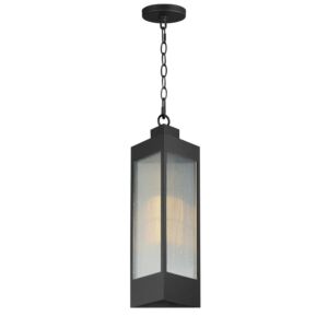 Triform 1-Light Outdoor Pendant in Black with Antique Brass