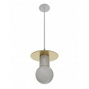 The Newport 1-Light Pendant in Brushed Brass with White