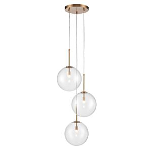 Delilah 3-Light Pendant in Aged Brass