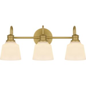 Hinton 3-Light Bathroom Vanity Light in Aged Brass