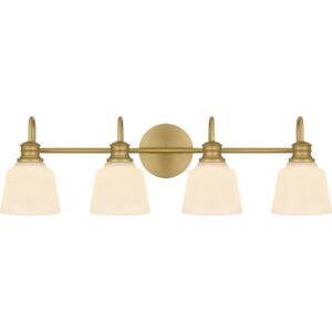 Hinton 4-Light Bathroom Vanity Light in Aged Brass