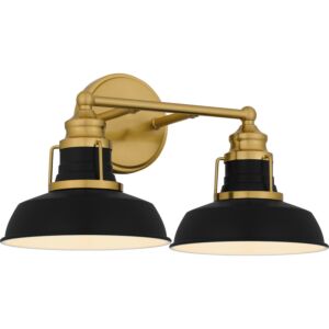 Huxley 2-Light Bathroom Vanity Light in Aged Brass