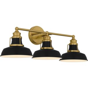 Huxley 3-Light Bathroom Vanity Light in Aged Brass