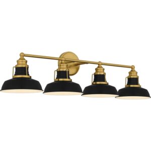 Huxley 4-Light Bathroom Vanity Light in Aged Brass