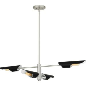 Leoni 4-Light Linear Chandelier in Brushed Nickel