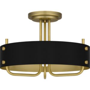 Madden 3-Light Semi-Flush Mount in Aged Brass