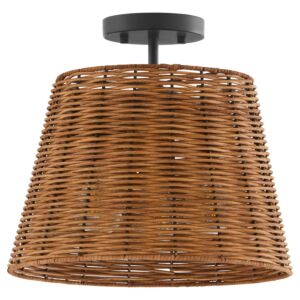 Wicker 3-Light Semi-Flush Mount in Matte Black