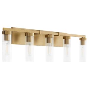 Kilbey 5-Light Bathroom Vanity Light in Aged Brass