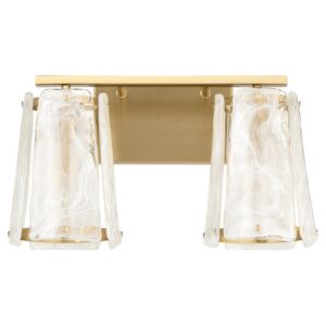 Prestige 2-Light Bathroom Vanity Light in Aged Brass