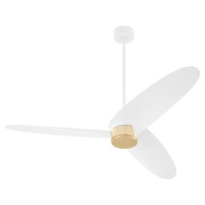 Brisa 1-Light 60" Patio Fan in Studio White w with Aged Brass