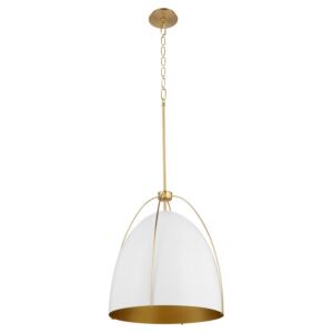 Jamie 3-Light Pendant in Studio White w with Aged Brass