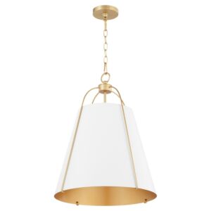 Jamie 3-Light Pendant in Studio White w with Aged Brass