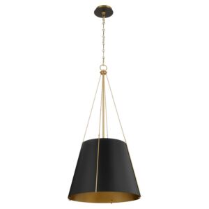 Denise 3-Light Pendant in Matte Black w with Aged Brass