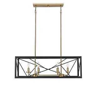 Surrey 6-Light Chandelier in Matte Black with Vintage Brass