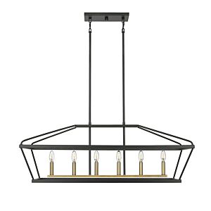 Surrey 6-Light Chandelier in Matte Black with Vintage Brass