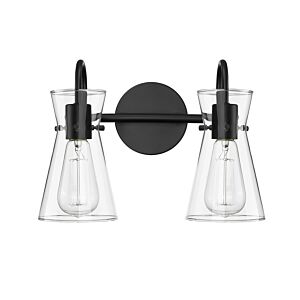 Camellia 2-Light Bathroom Vanity Light in Matte Black